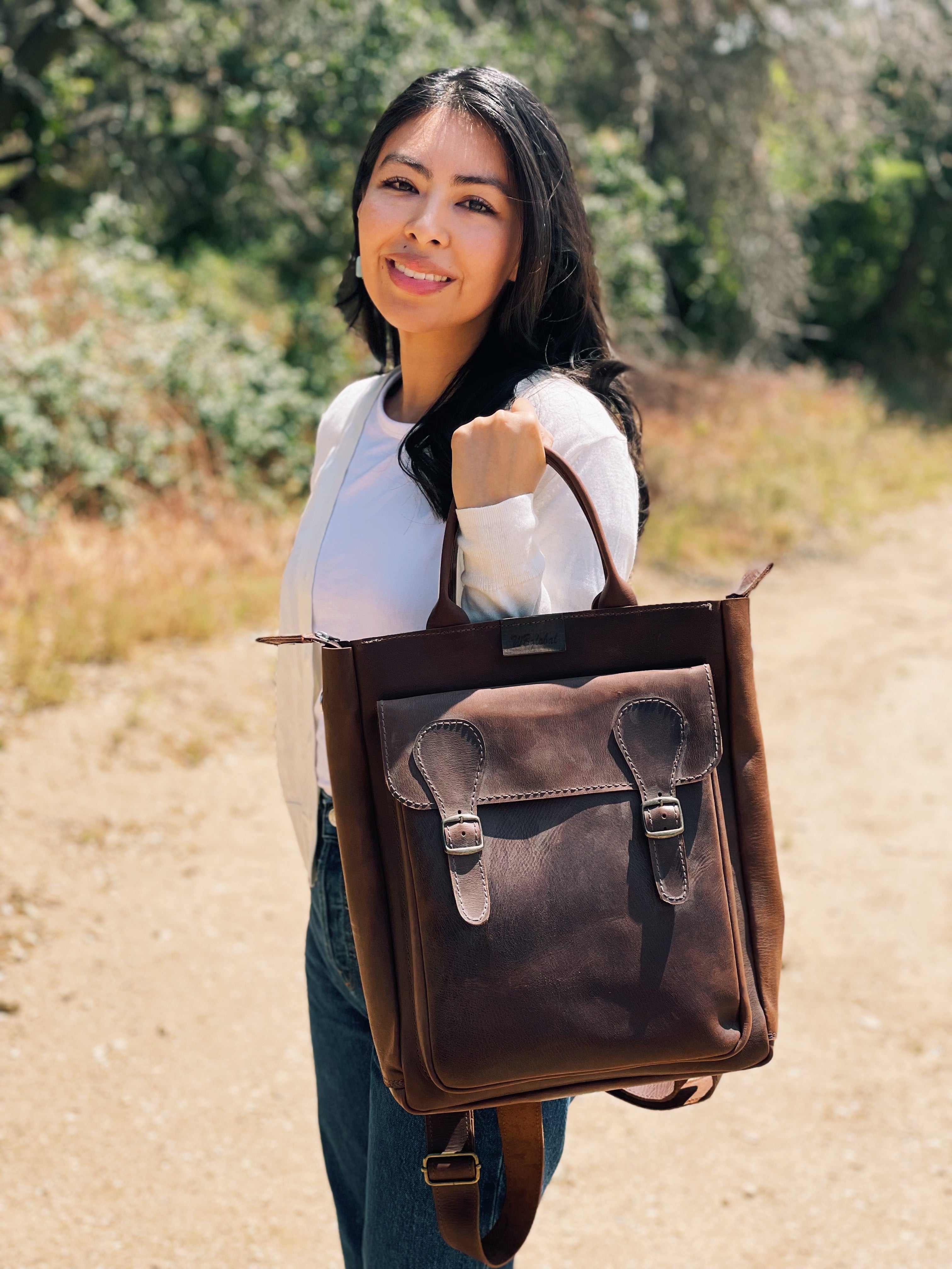 Vintage Camel Leather Backpack