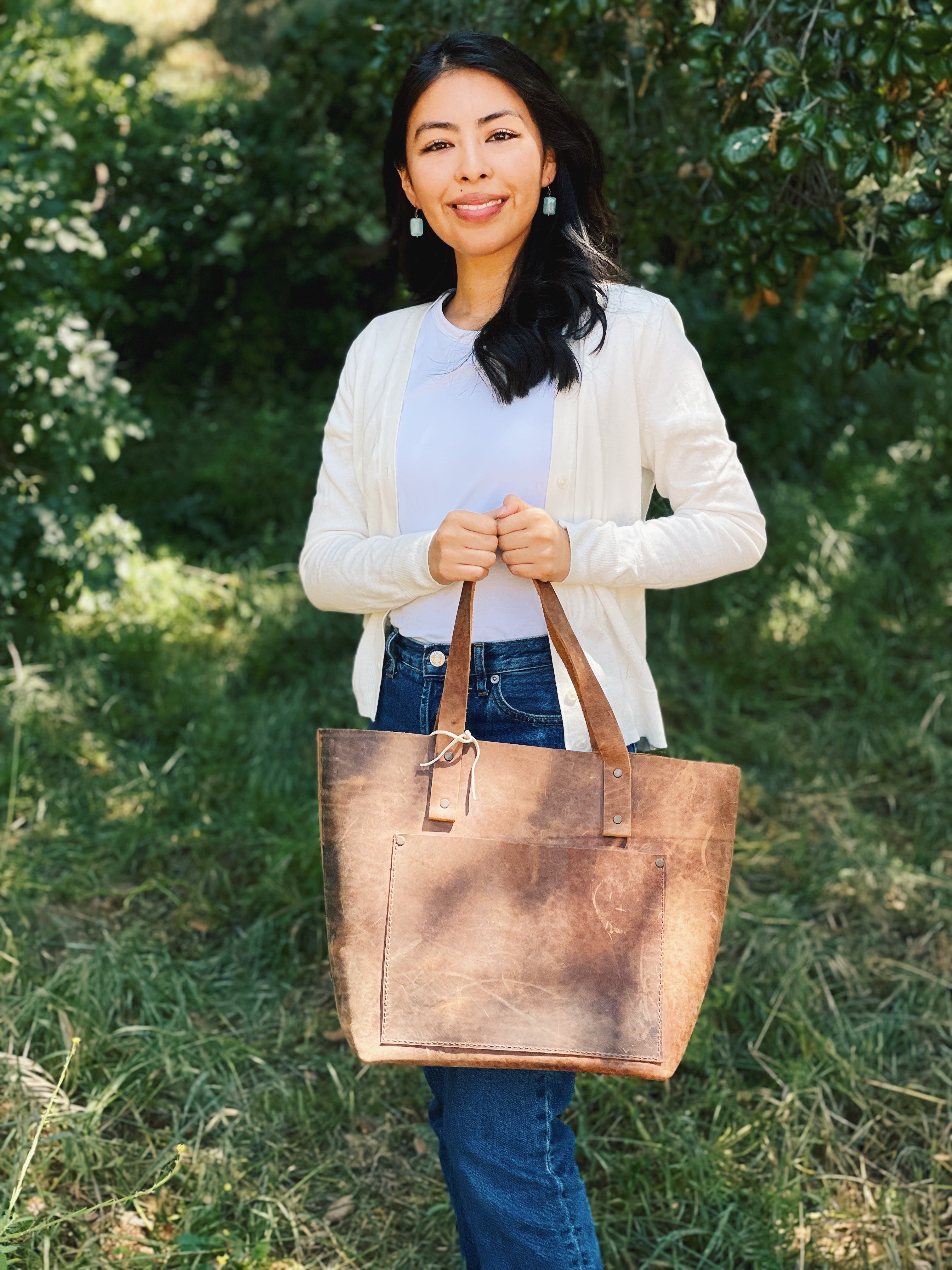 Handmade Camel Leather Tote