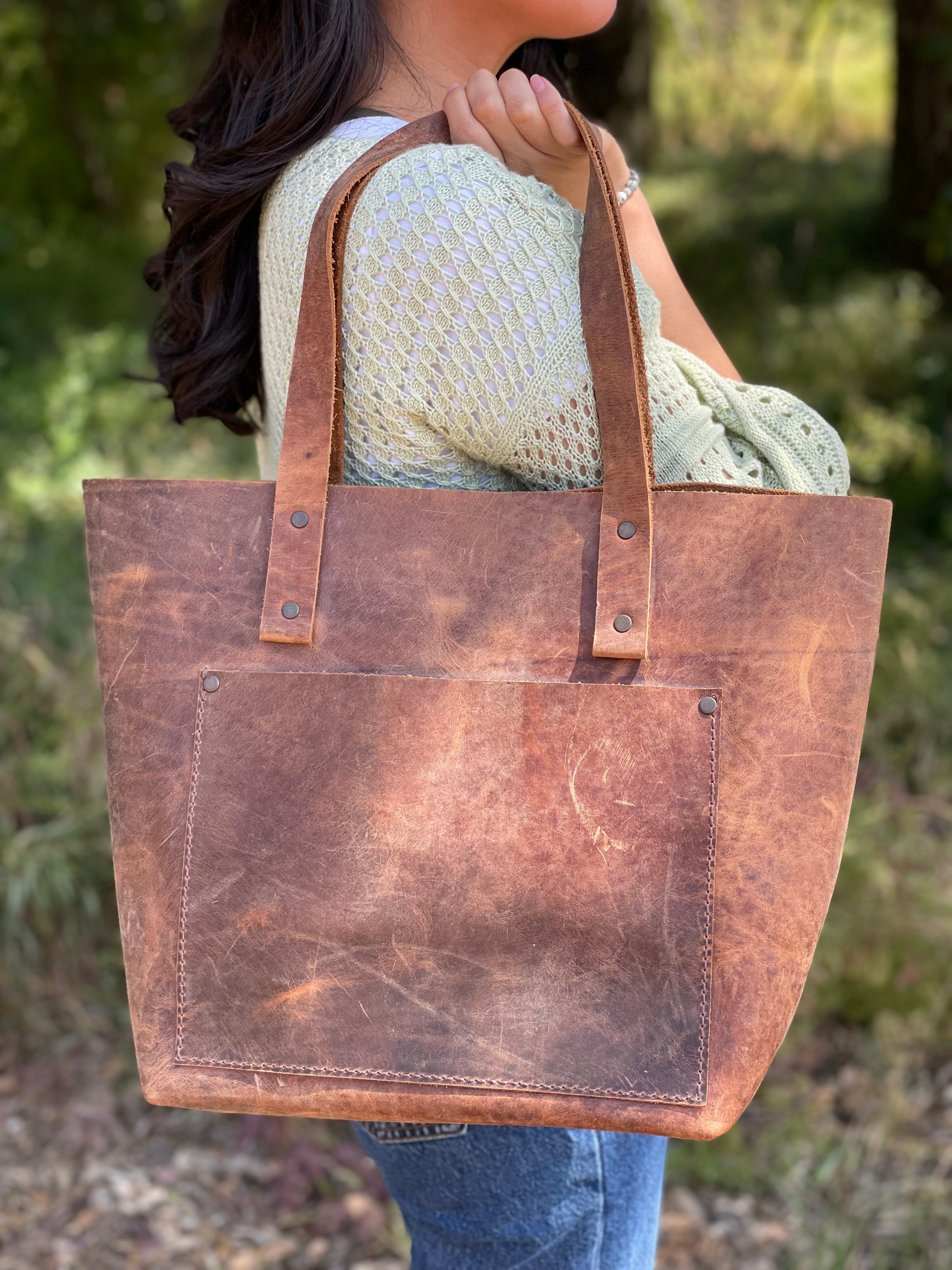 Handmade Camel Leather Tote