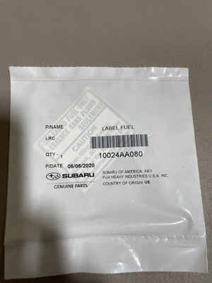 Subaru Fuel Information Label