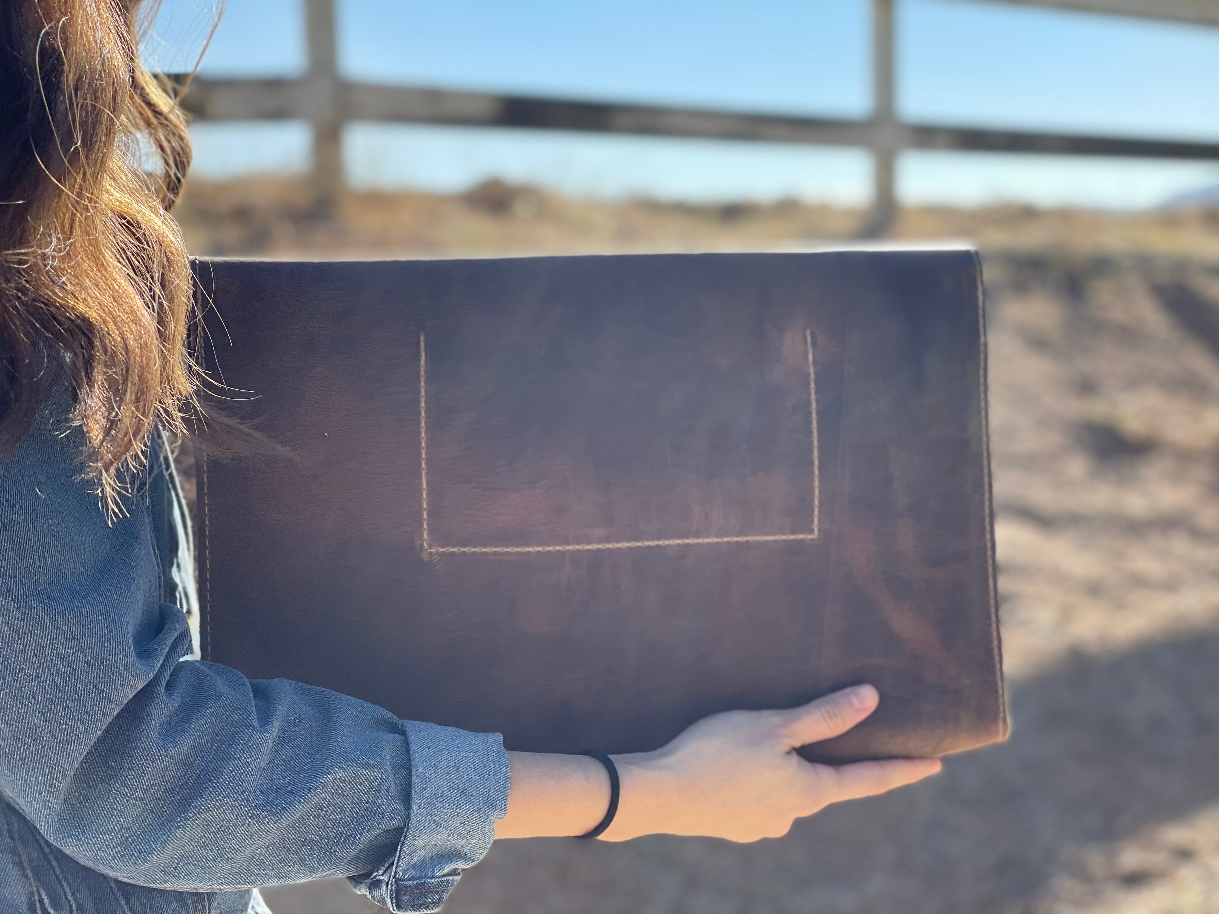 Vintage Camel Leather Computer Case