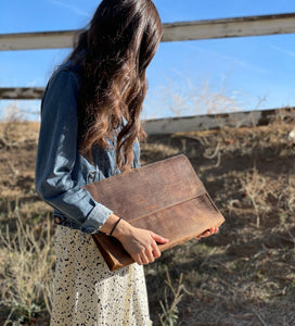 Vintage Camel Leather Computer Case