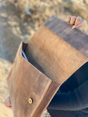 Vintage Camel Leather Computer Case