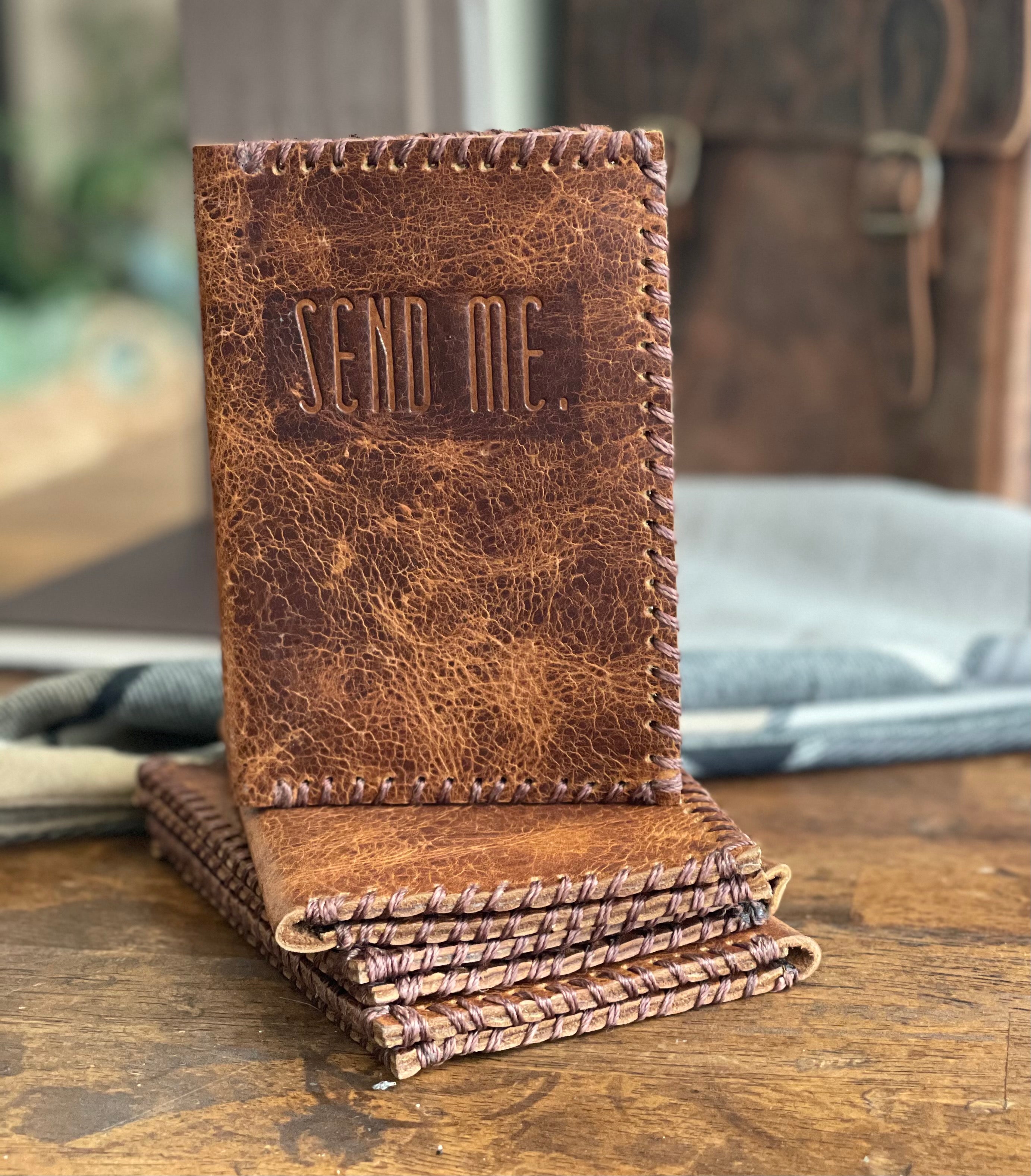 Envíame funda para pasaporte de cuero genuino