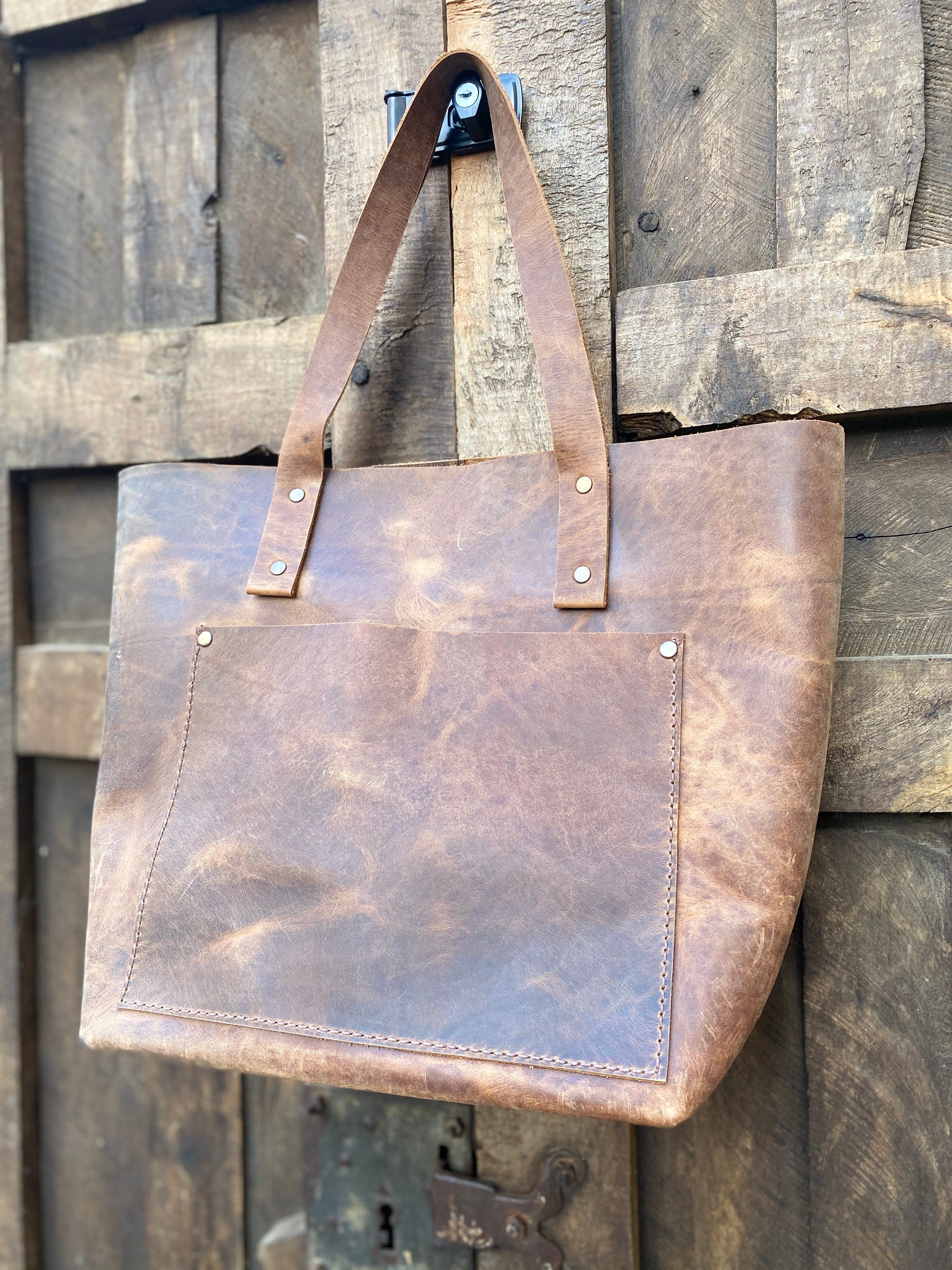 Handmade Camel Leather Tote